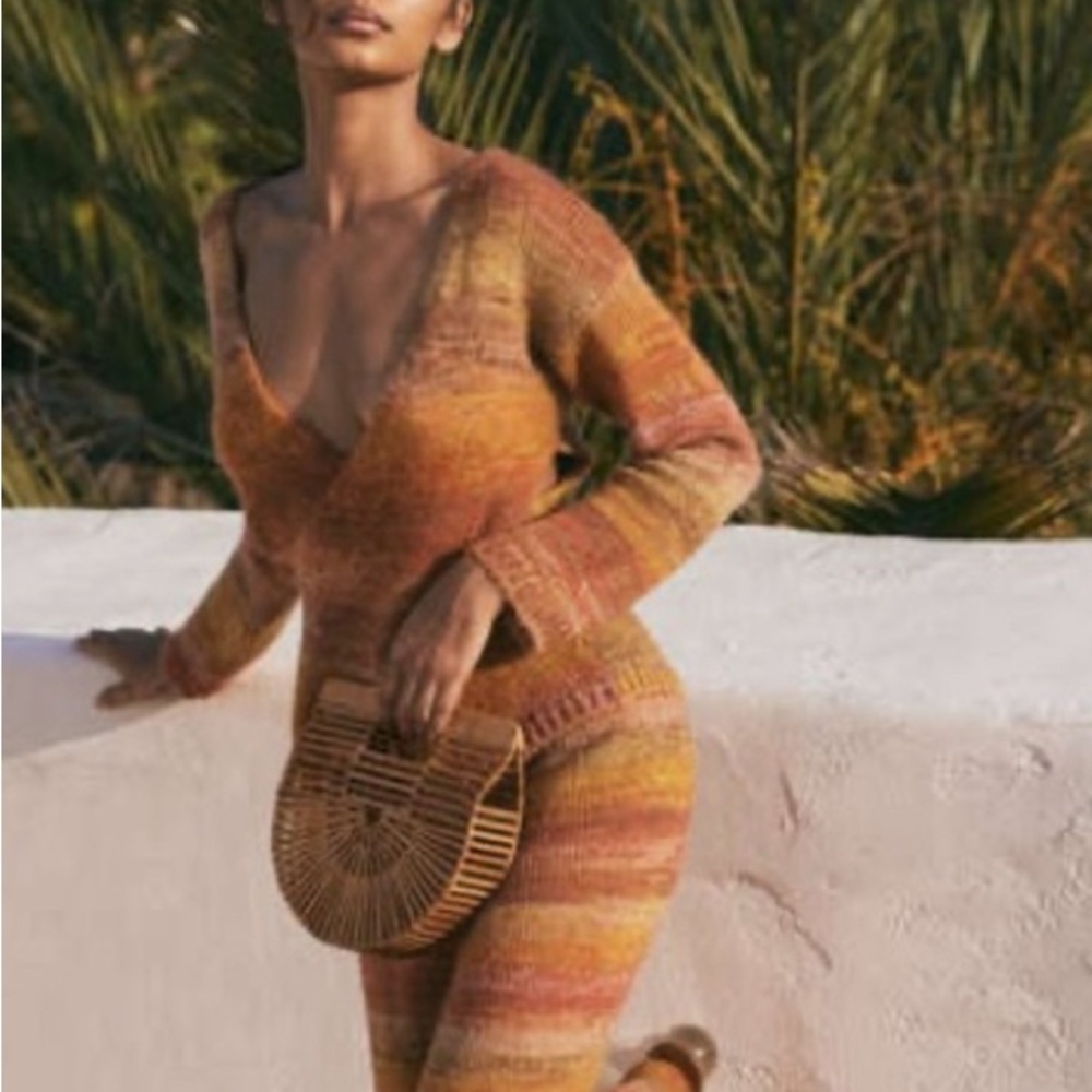 Cult Gaia Kora mohair blend sunset space dye knit top sweater size M